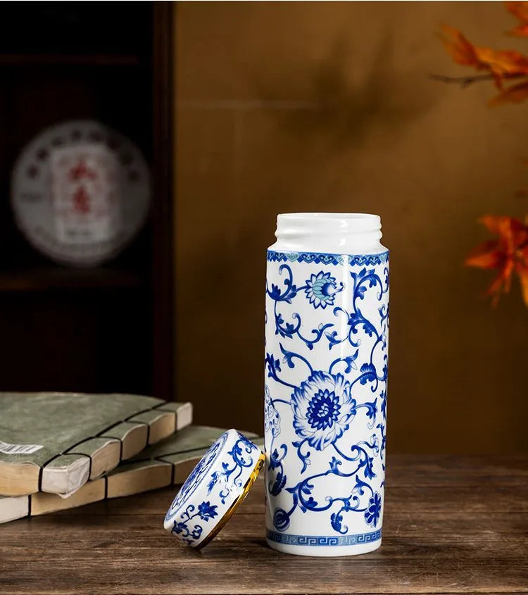 500ML Double-layer Ceramic Cups Enamel Thermos for Tea High-temperature Home Office Resistant Cups with Lids Portable Travel Mug