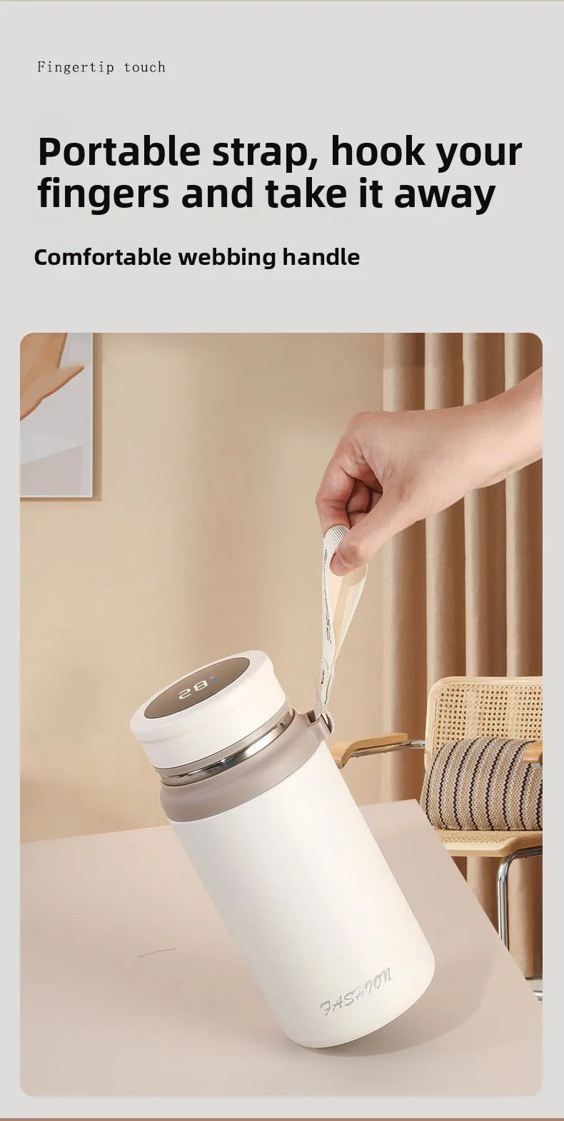 Smart thermos cup good-looking portable outdoor tea cup with temperature display High capacity 316 Stainless steel portable