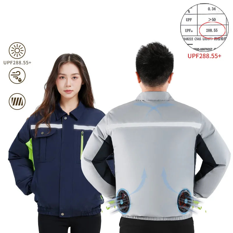 New Loose Cooling Work Clothes For Both Men And Women Summer Sun Protection Jacket Air Conditioning Suit With Two Fans Clothing