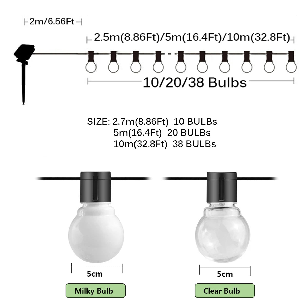 Solar Lights String Globe Bulbs Outdoor Solar String Lamps For Garden Terrace Party Camping Christmas Street Decoration