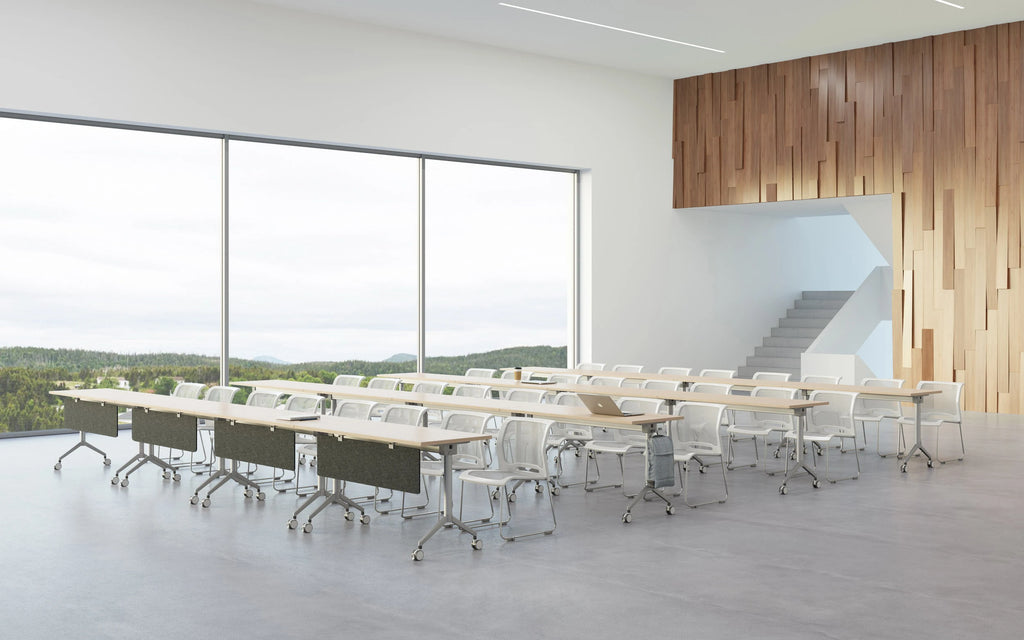 Modern Design Foldable Table With Wheels For Office For Business Meeting & Training Room Easy To Move & Store