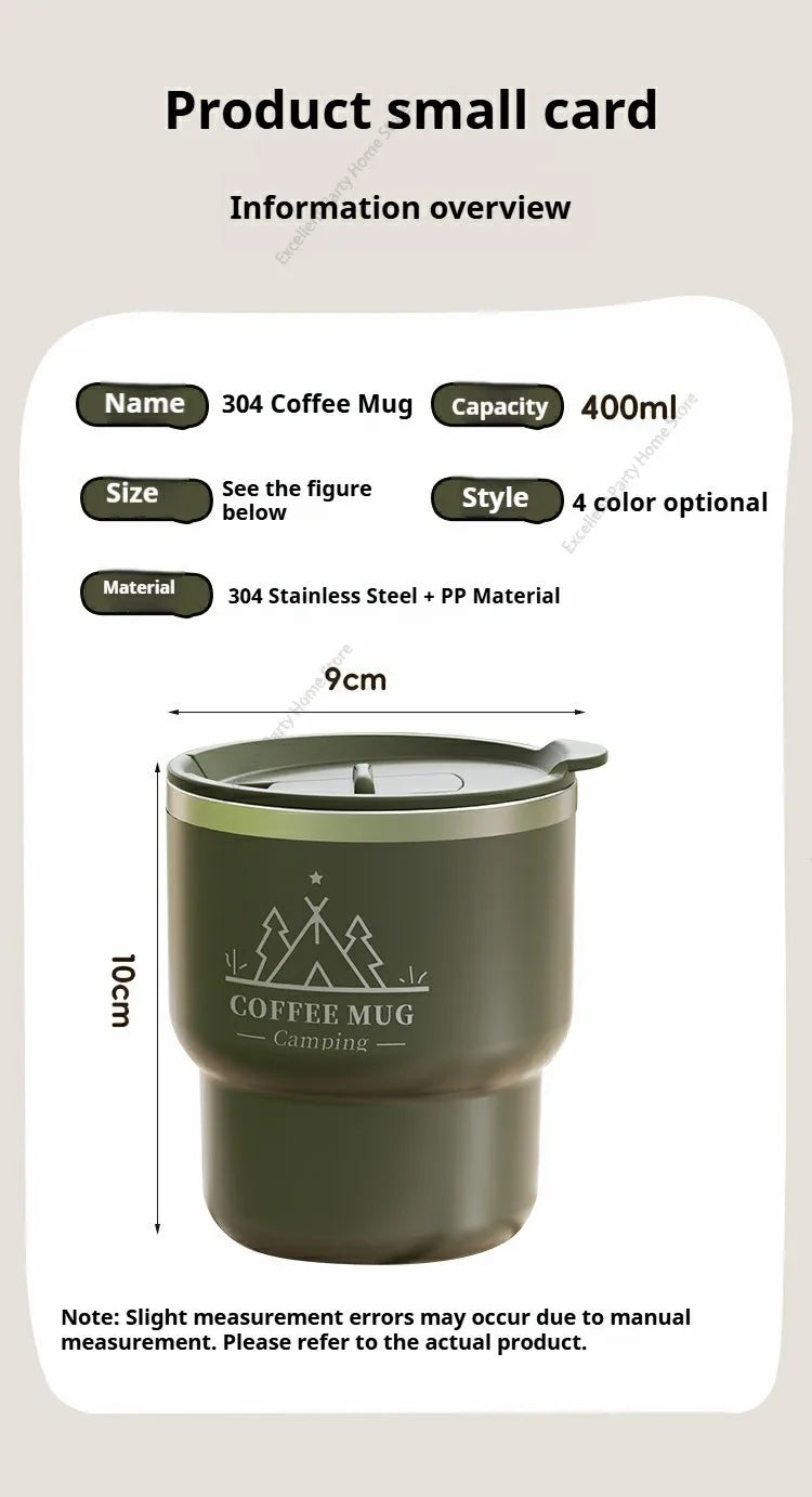 400ML Stainless Steel Thermal Cup Office Coffee Mug Double Layer Insulated Water Cup Portable Keeps Cold and Heat Thermal Mug