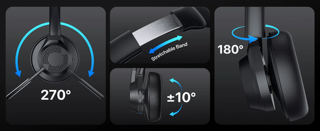 Wireless Bluetooth Headset Bluetooth 5.4 Headphones with Microphone Noise Canceling Multipoint Connect Wireless Headset for Work