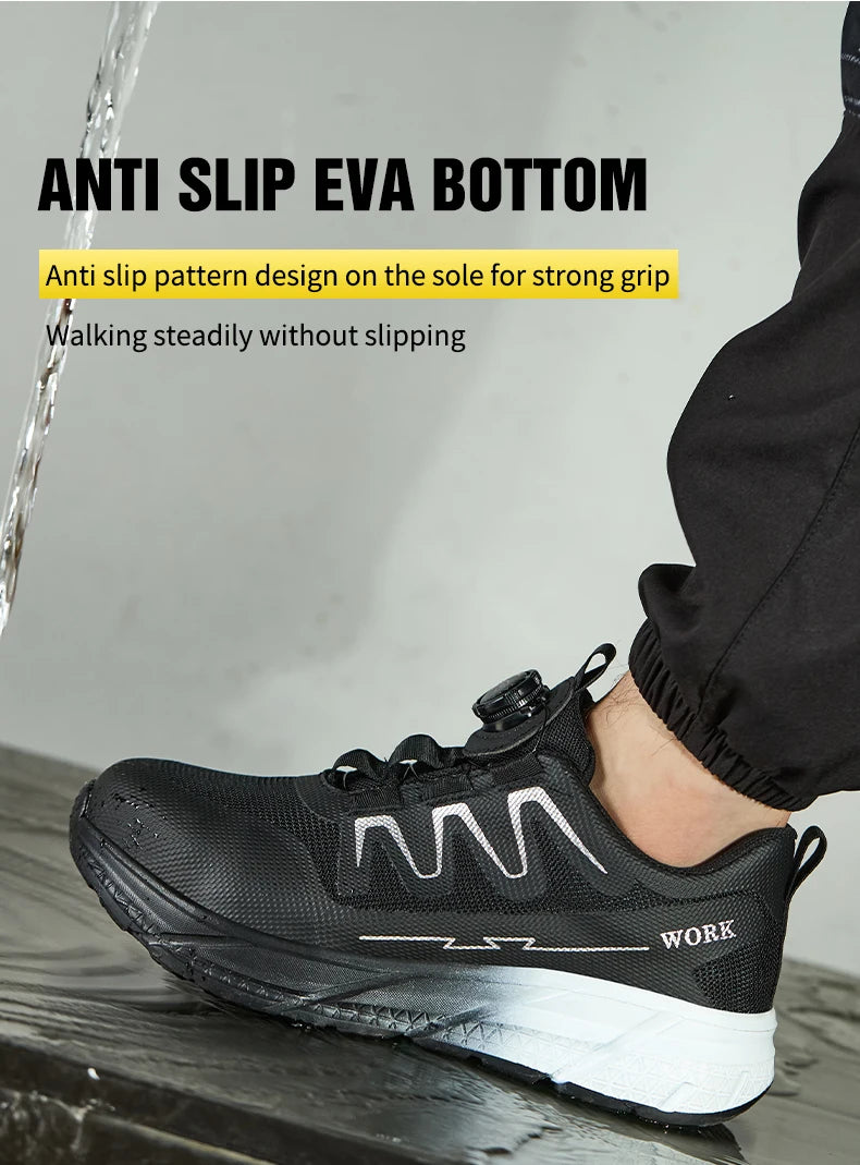 Men‘s Work Shoes Steel Toe Anti-smash Shoes Indestructible Safety Shoes Lightweight Breathable Sneakers Construction Site Shoes