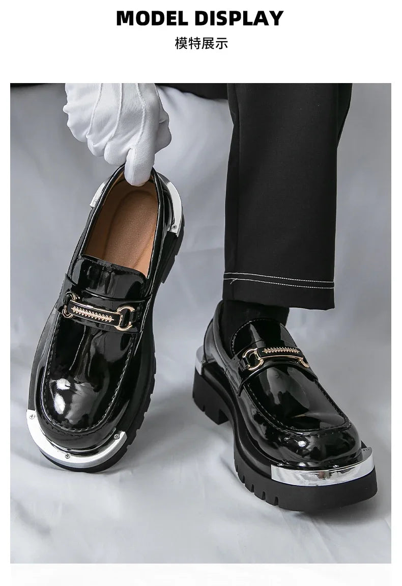 Men's thick soled shoes Luxury fashion designer styles Work Trend Nightclub casual party shoes Height increasing leather shoes