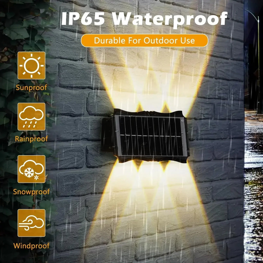 Solar LED Light Wall Lamp Outdoor Waterproof High Brightness Up and Down Luminous Lighting for Outdoor Garden Decoration