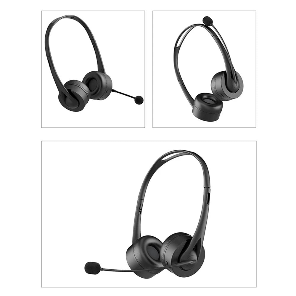 Bluetooth 5.3 Headphone With Mic Noise Reduction Hands-Free Call HiFi Lossless Wireless Headset For Call Center Office PC Laptop