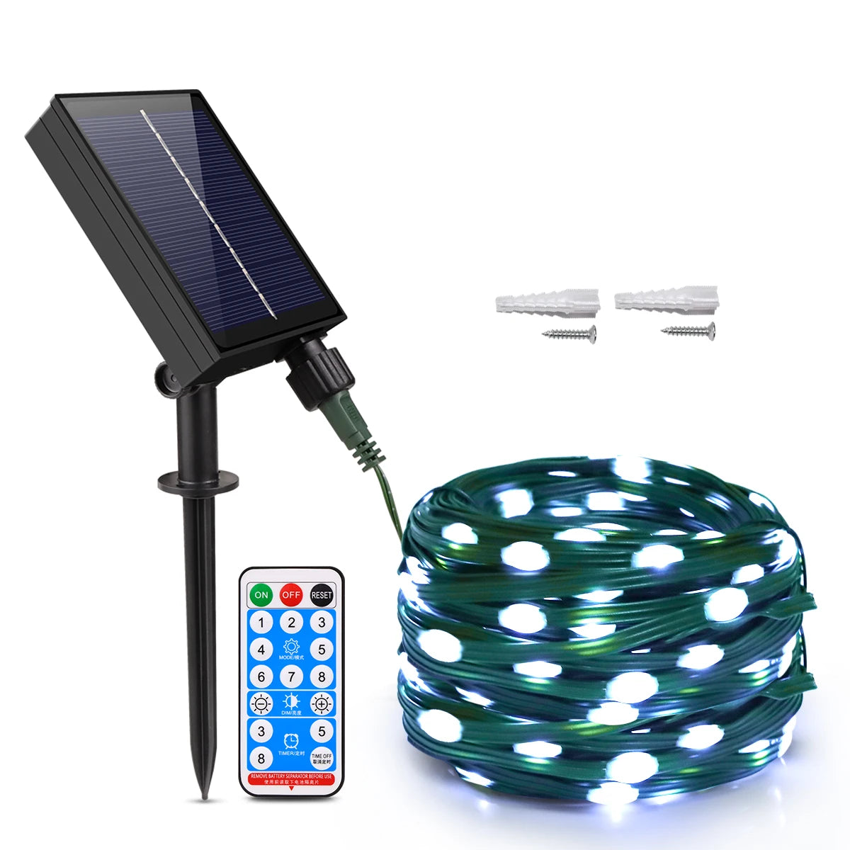 50M 100M Large Solar Panel LED Solar String Lights Fairy Garland Lights Outdoor Backyard Garden Holiday Christmas Party Decor