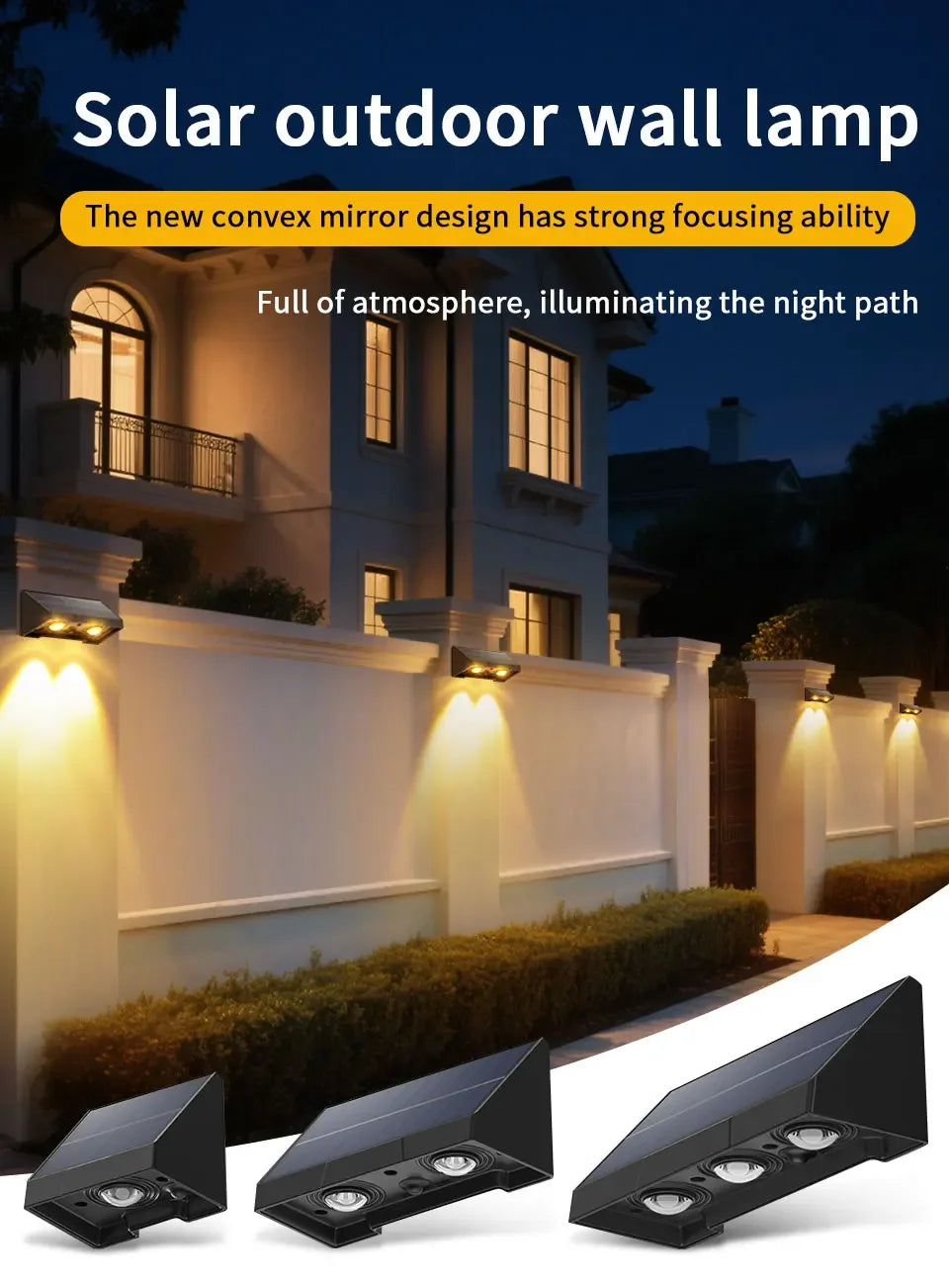 Solar Wall Light Outdoor Garden Lights Solar Powered Waterproof Solar Porch Lights Wireless Wall Mount Lights for Yard Balcony