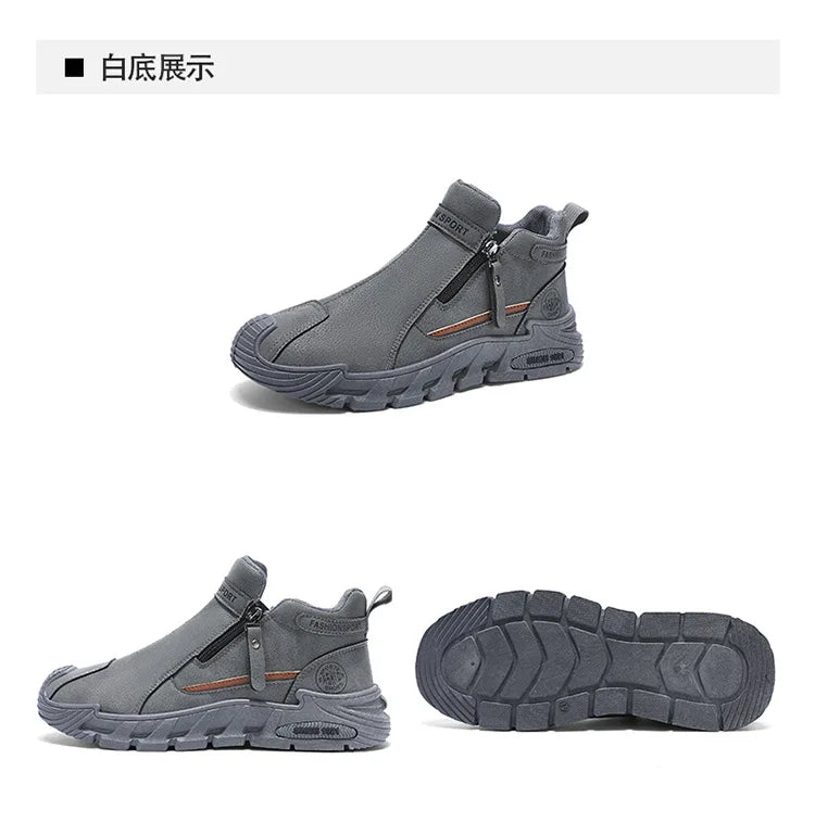Men's High-Cut Casual Sports Shoes Anti-Slip Wear-Resistant Ankle Boots Outdoor Workwear Footwear for Comfortable Walking