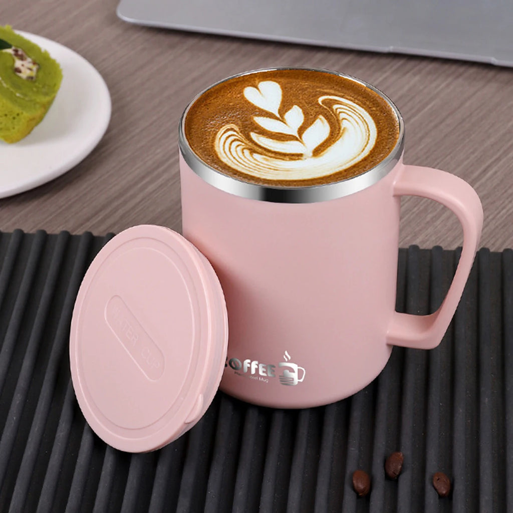 Portable Thermal Mug 304 Stainless Steel Double Wall Insulated Drinking Cup With Handle Anti Scald Sealed Tea Milk Coffee Cup