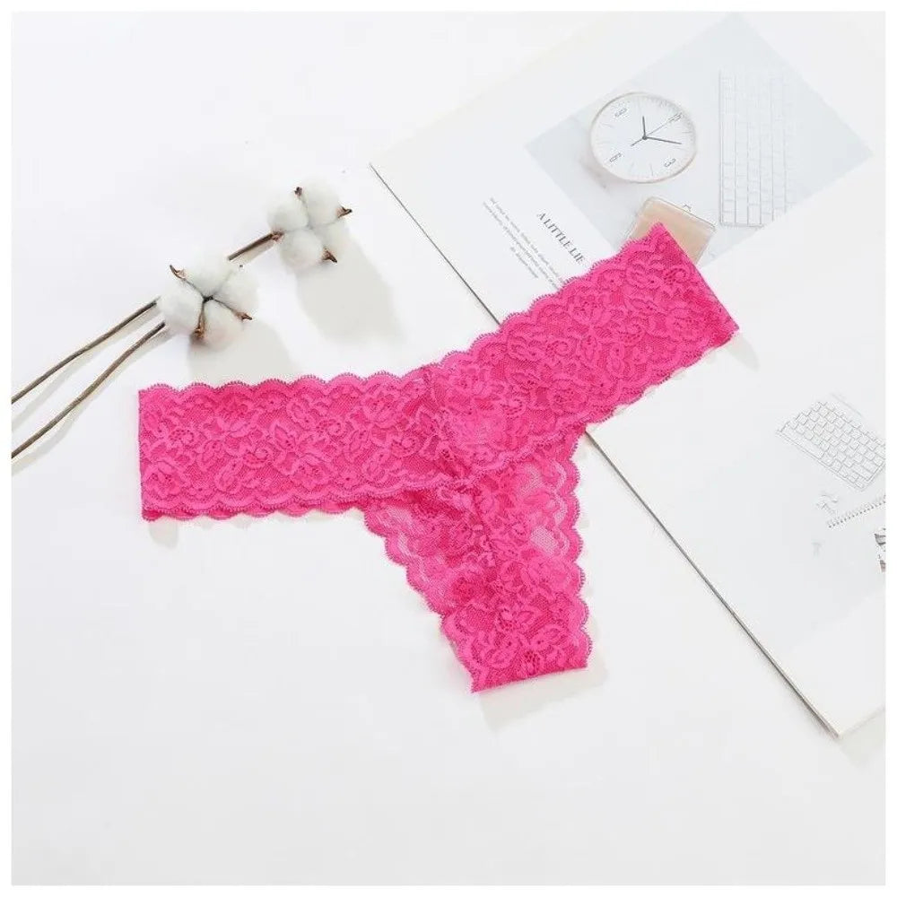 Lingerie Low Waist Lace Seamless Panties Thong Bow Underwear for Women Cotton Crotch Transparent Mesh Lace Briefs Lady