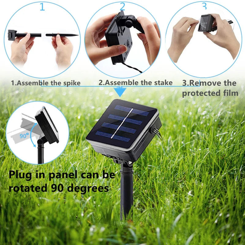 LED Solar Star String Lights Outdoor Waterproof Solar Powered Fairy Lights for Patio Garden Yard Porch Christmas Wedding Decor