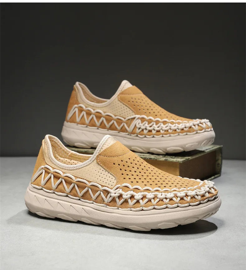 Summer Hand-woven Men's Shoes Fashion Men Casual Shoes Brand Designer Men Sneakers High Quality Outdoor Flats Driving Shoes