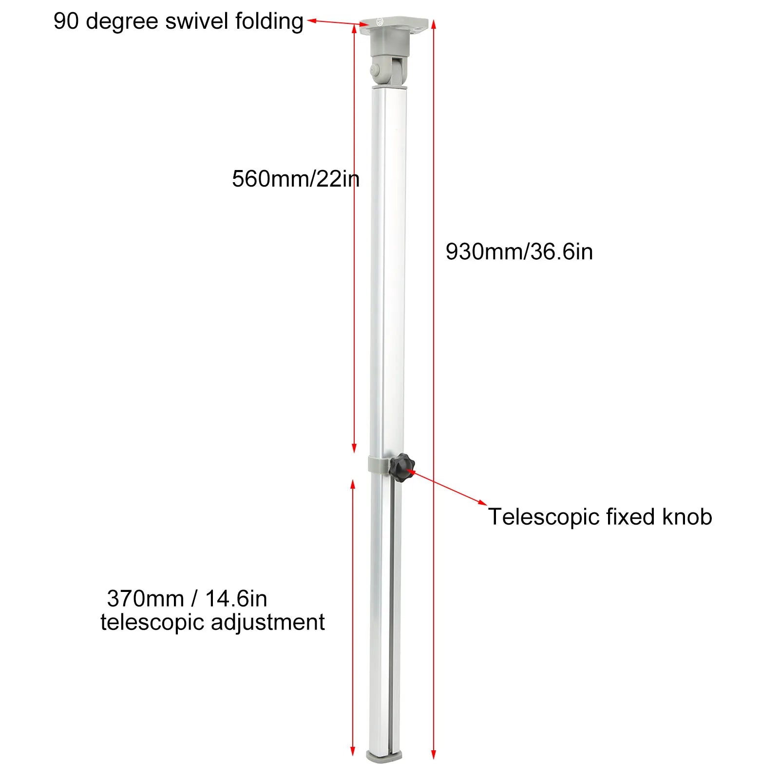 Folding Table Leg 560 to 930mm Aluminum Alloy Telescopic Desk Stand for RV Campers Caravans Boat
