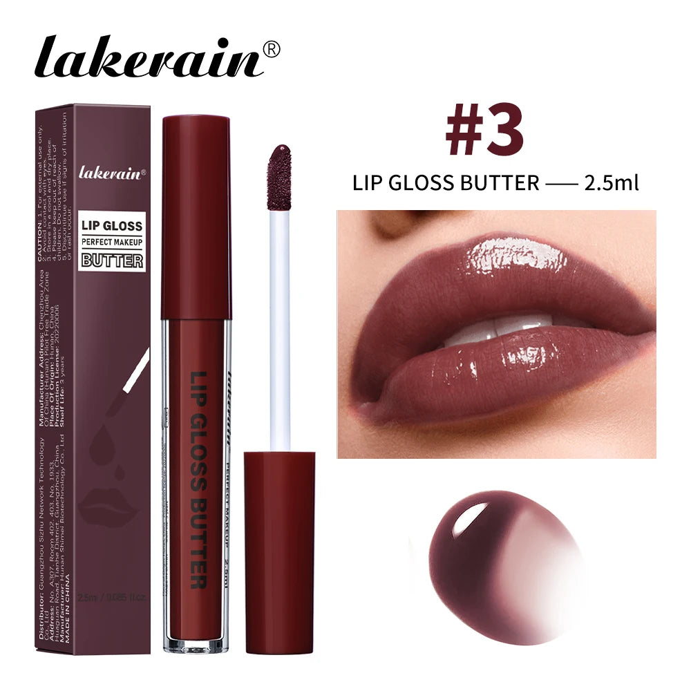 Lakerain Lip Gloss Butter  Long Lasting Non-stick  Beauty Waterproof Lip Stain Makeup Plumping Hydrating Lip Gloss Cosmetics
