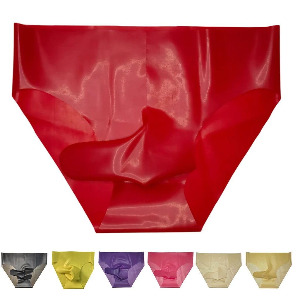 Lingerie Collection Erotic Seamless Rubber Shorts Latex Underpants Erotic Underwear Low Waist Design See-Through Material