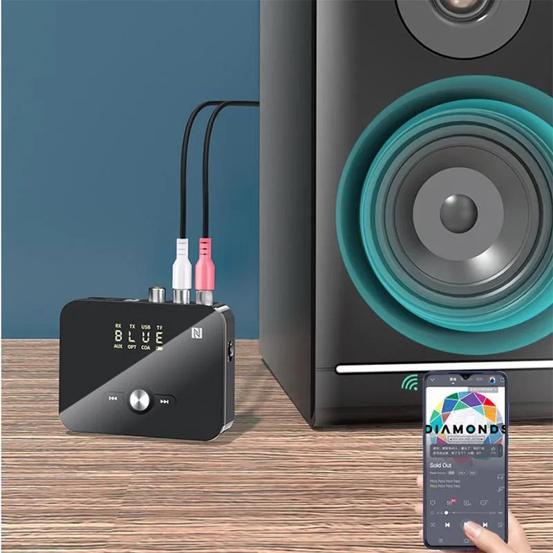 Bluetooth 50 Transmitter Receiver Wireless Audio Adapter for TV Home Stereo Car PC MP3 Player Portable Streaming Device