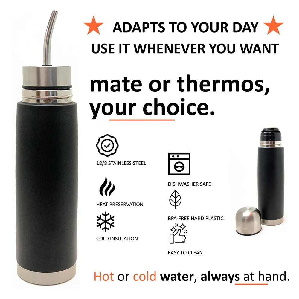 2-in-1 Thermal Mate Cup with Built-in Bombilla, Yerba Mate Thermos all in one 2026 NEW Self-Serving Stainless Steel Mate Bottle