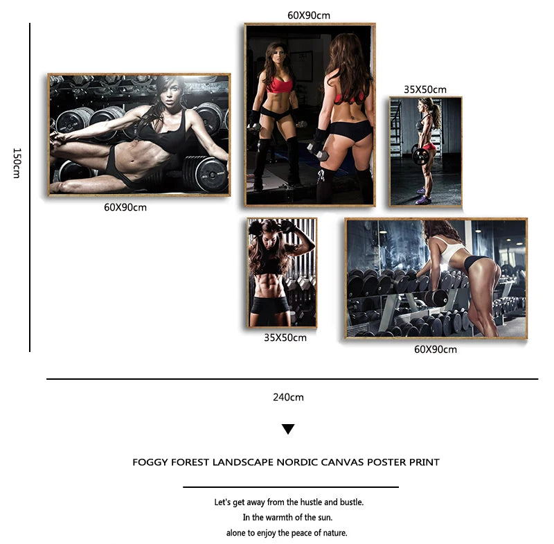 Sexy Women Fitness Bodybuilding Motivational Fabric Cloth Rolled Wall  Print - Size: 80x120 cm