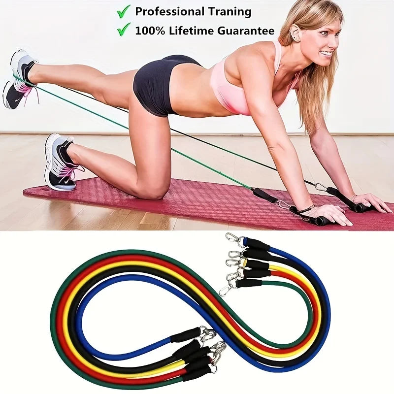 11pcs/Set Pull Rope, Resistance Bands, Portable Fitness Equipment, Ankle Strap, Chest Expander, Elastic Exercise Band