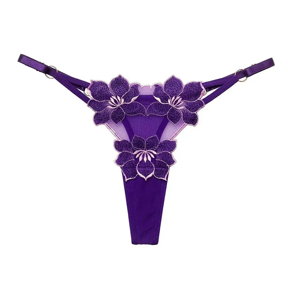 Lingerie Temptation Flower Transparent Embroidery For Girls Korean Underwear Women Panties T Back Thongs String Briefs