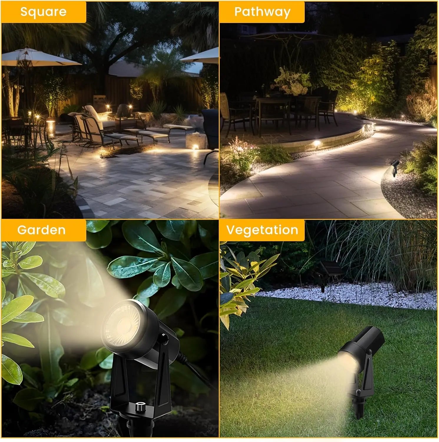 Solar Power Spot Lights Outdoor Safety Landscape Lawn Lamp IP65 Waterproof for Garden Yard Pathway Garage Driveway Porch Walkway