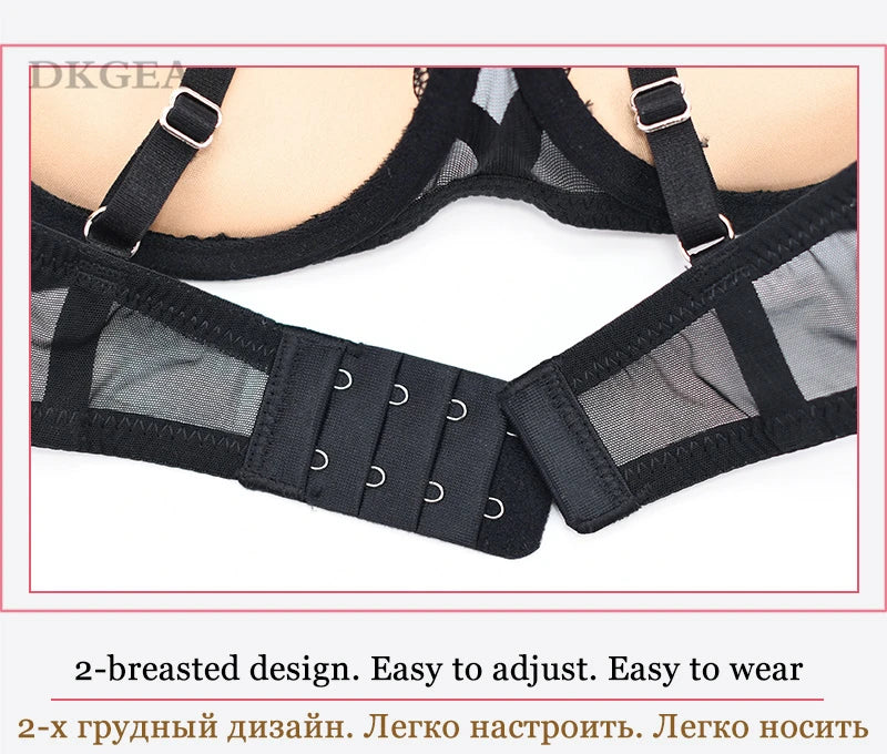 Bandage Push Up Bra Panties Sets Thick Padded Brassiere Fashion Black Deep V Sexy Underwear Set Women Plus Size D Cup Lingerie