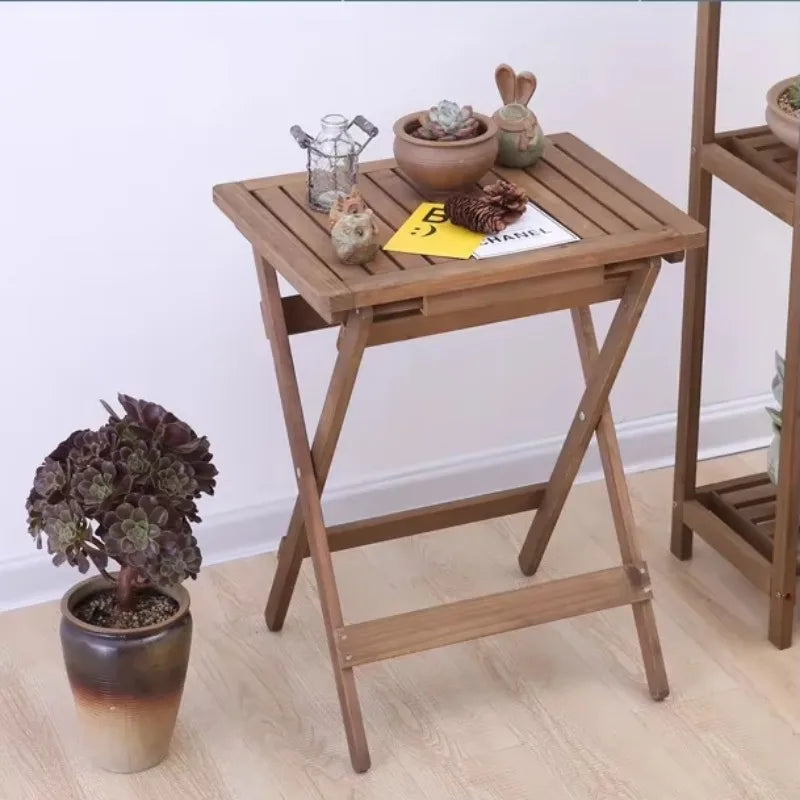 Solid Wood Folding Tea Table Minimalist Design for Home Or Outdoor Use with Smooth Rounded Corners And Premium Hardware