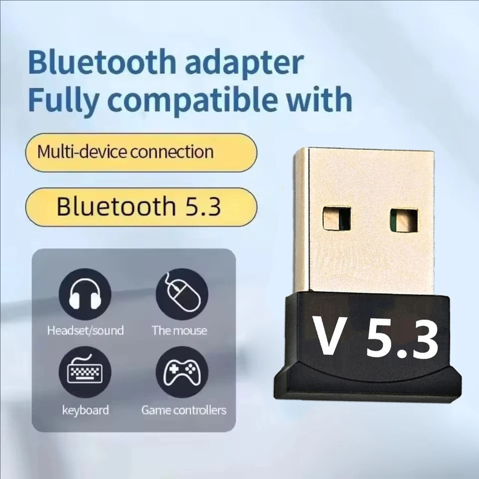 USB Bluetooth 5.3 Adapter Wireless Bluetooth 5.1 Dongle Adapter for PC Laptop Wireless Speaker Audio Receiver USB Transmitter