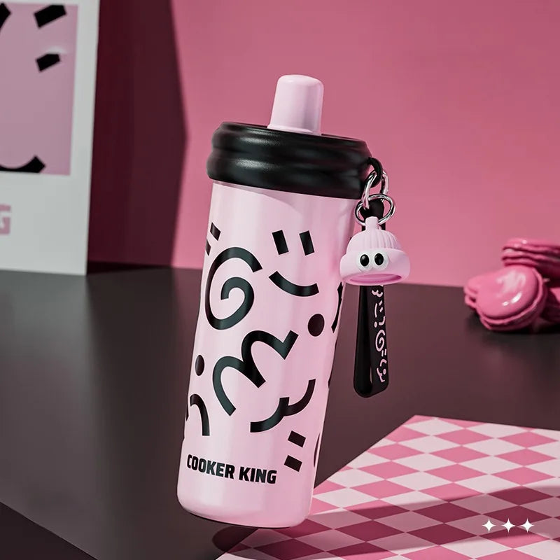 COOKER KinG Thermos Water Bottles Stainless Steel Thermal Straw Cup Tumbler Keep Cold and Hot Travel Mug Home Office Drinkware