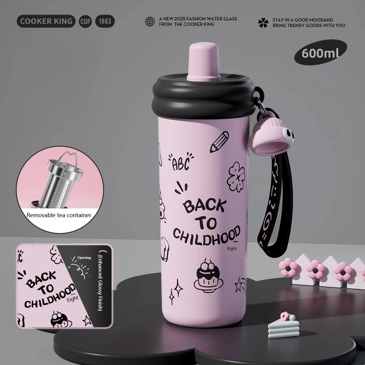 COOKER KinG Thermos Water Bottles Stainless Steel Thermal Straw Cup Tumbler Keep Cold and Hot Travel Mug Home Office Drinkware