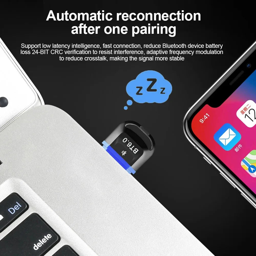 Bluetooth 6.0 USB Adapter Wireless Audio Transmitter Receiver USB Dongle for Headphone Speaker Windows 8.1/10/11 Driver Free
