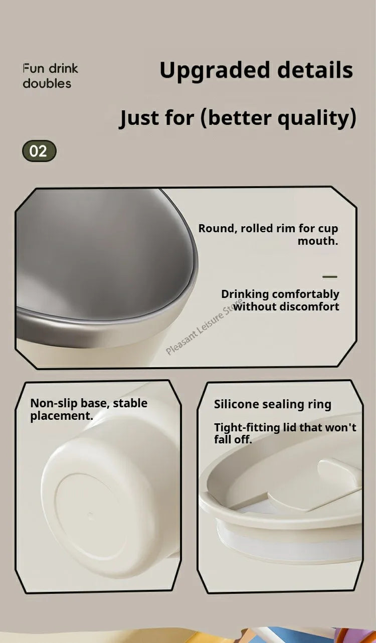400ML Stainless Steel Thermal Cup Office Coffee Mug  Double Layer Insulated Water Cup Portable Keeps Cold and Heat Thermal Mug