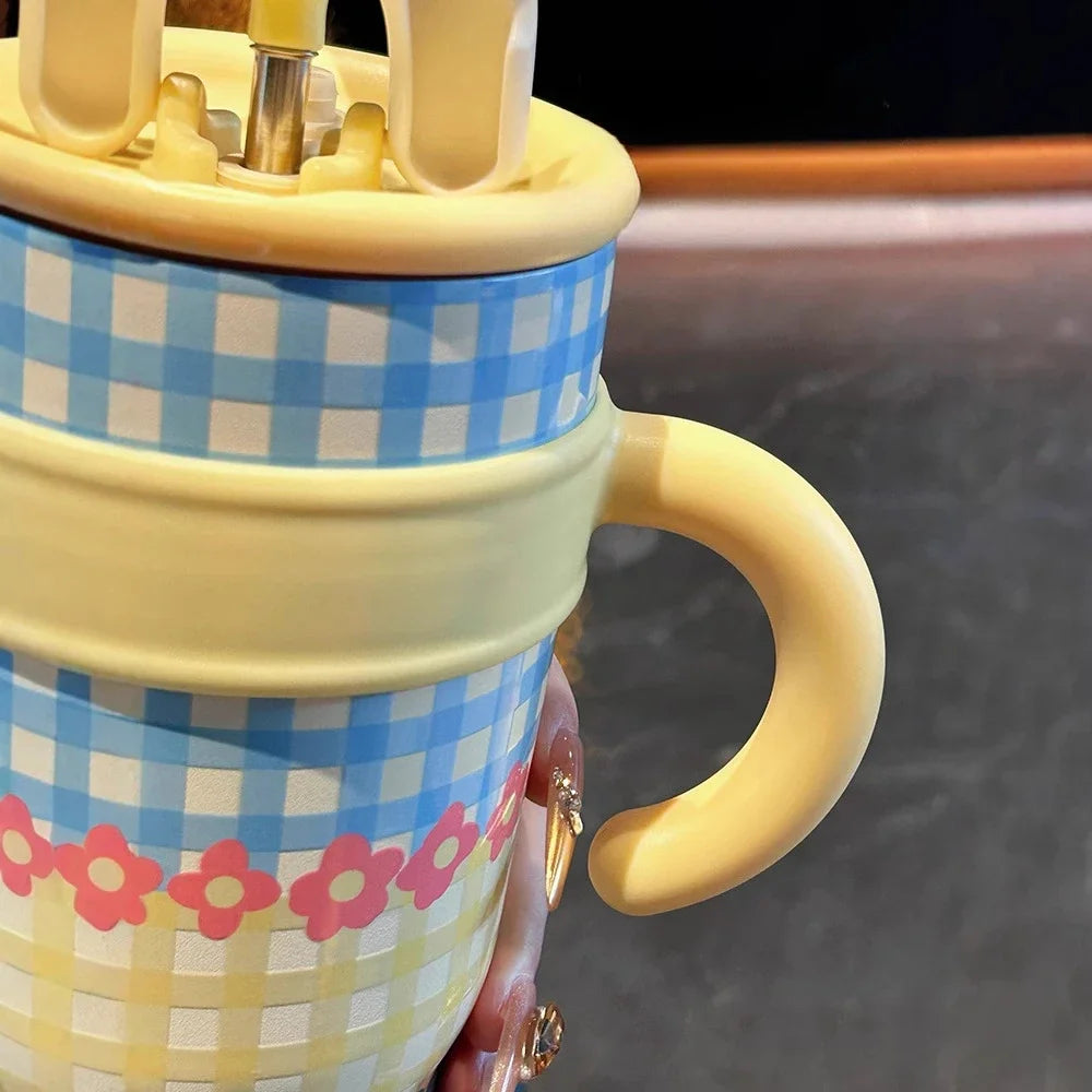 1200ml Vacuum Insulated Thermos 316 Ceramic Inner Insulated Cup Portable Thermal Mug Large Capacity Tumbler Coffee Mug Clod Hot