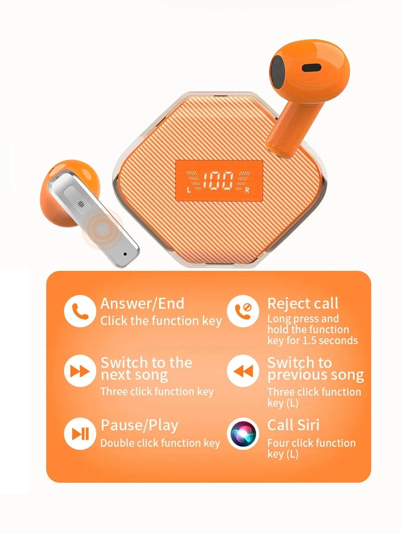 Wireless Bluetooth 5.3 Earphone With LED Screen HIFI ENC Call noise reduction Earbuds In-ears Headphones Gaming Headset With mic