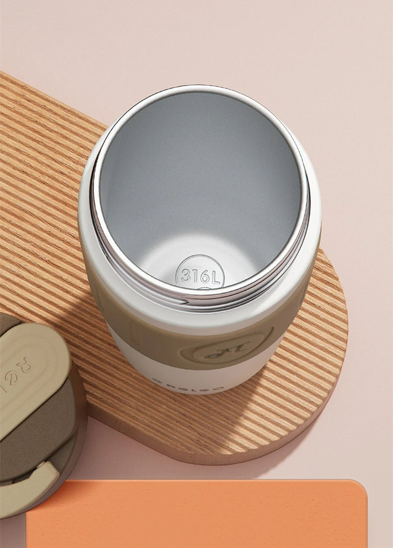 Travel Thermal Mug Ceramic Liners 316 Stainless Steel Thermo for Coffee Long-lasting Heat Preservation with Straws Water Bottle