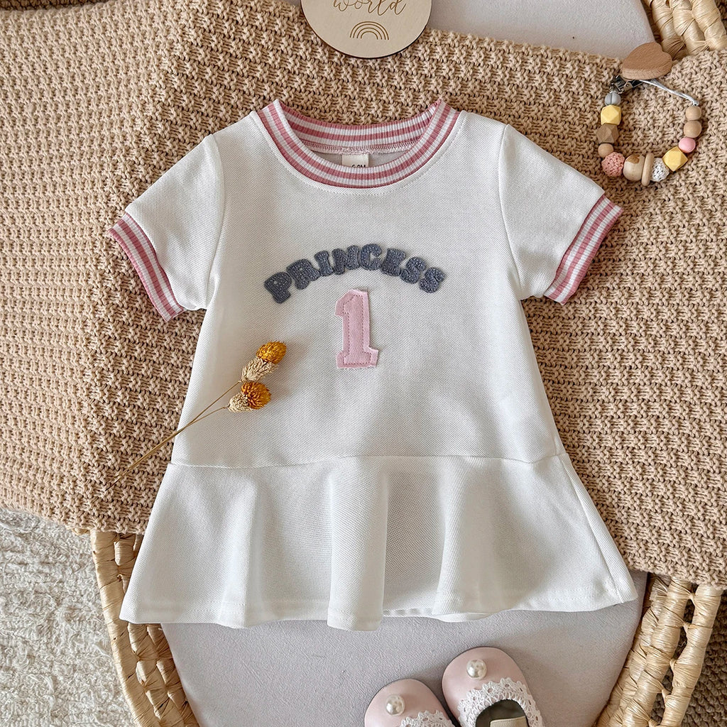 Summer Girls Dress  Round neck Short Sleeved Dress Baby Skirts Girl Casual Dresses  Suitable for babies aged 6 months to 3 years