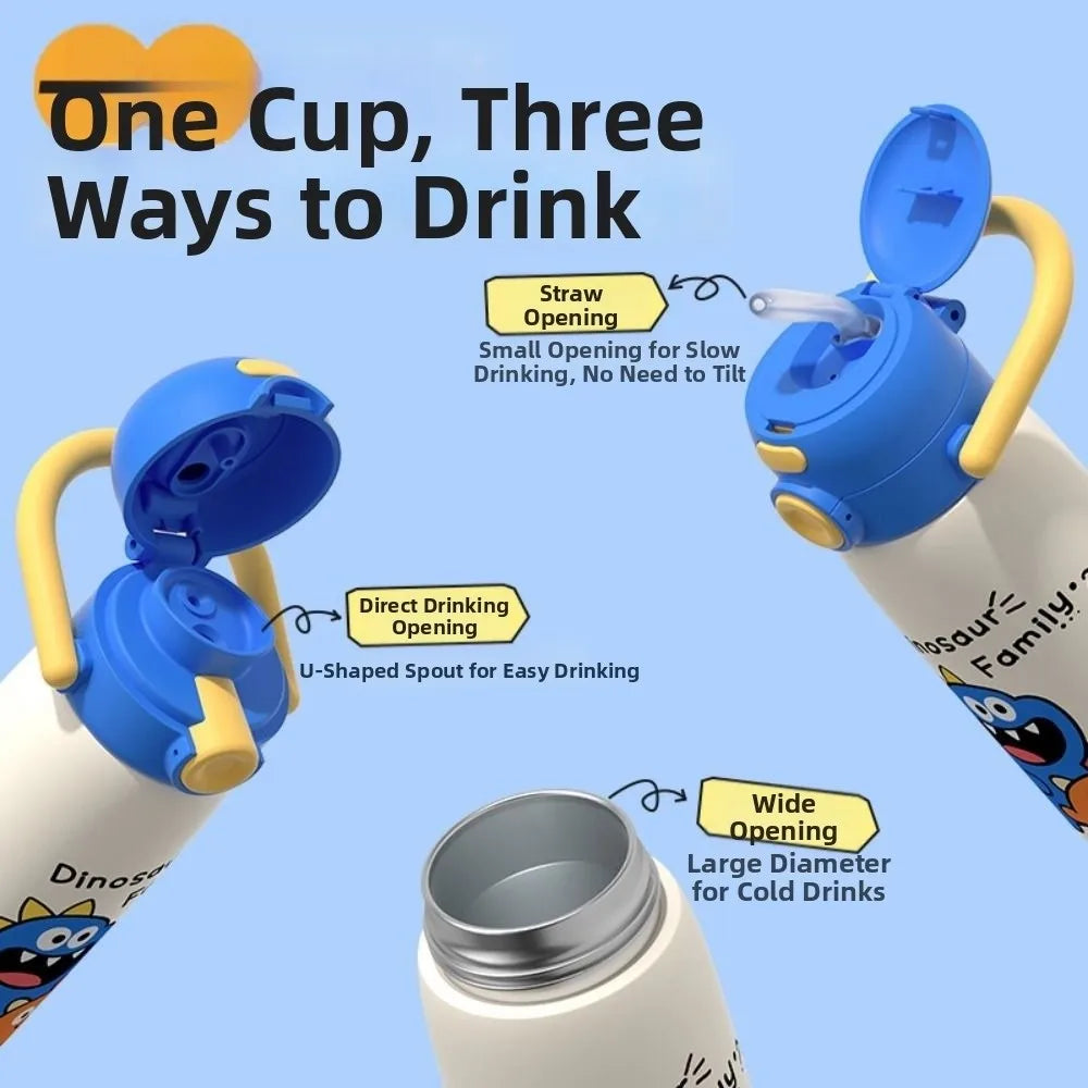 Reusable Creative Thermal Water Bottle 500ML Portable Thermal Cup Leak-proof Straw Design Drinking Straw Cup Kitchen Supplies
