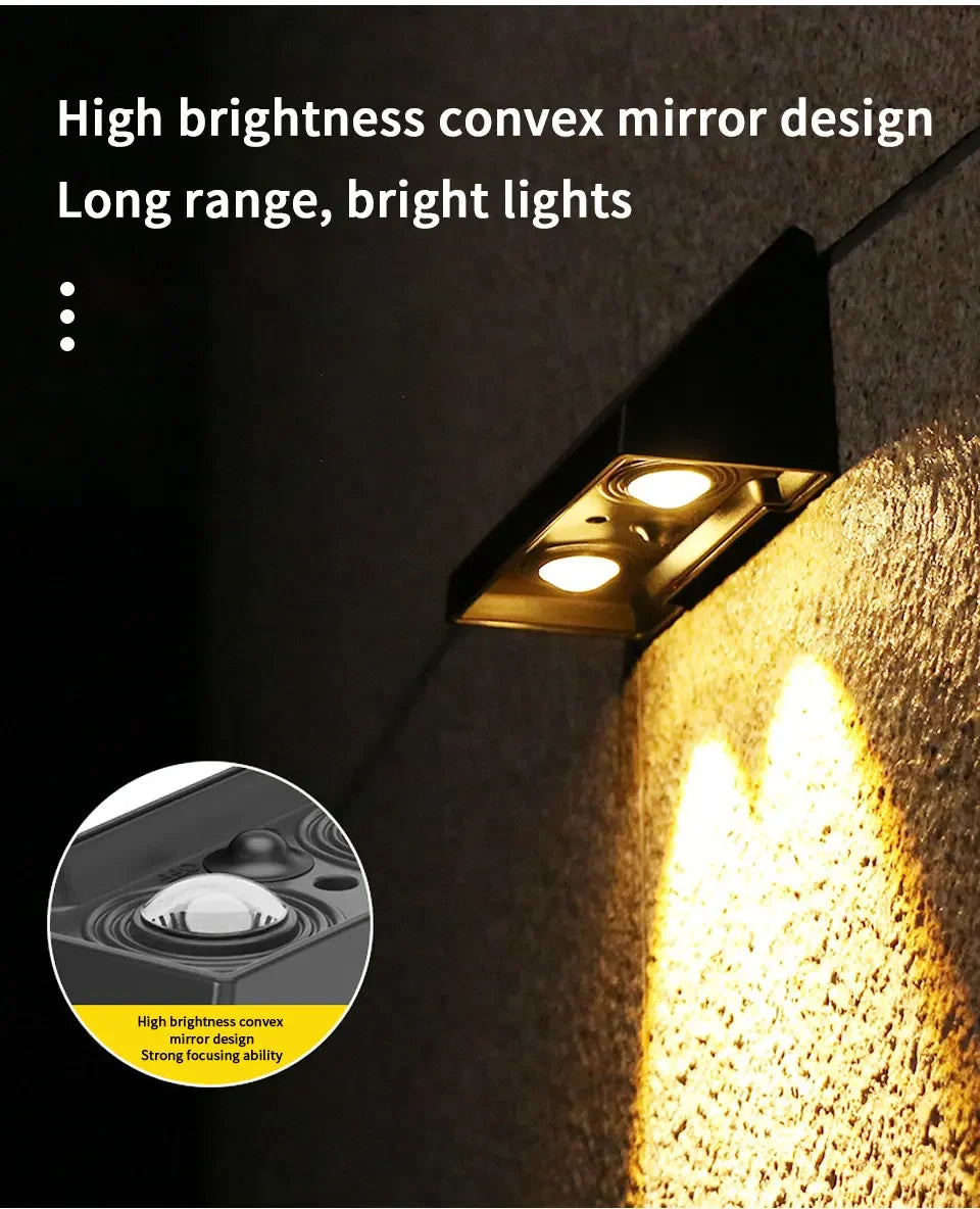 Solar Wall Light Outdoor Garden Lights Solar Powered Waterproof Solar Porch Lights Wireless Wall Mount Lights for Yard Balcony