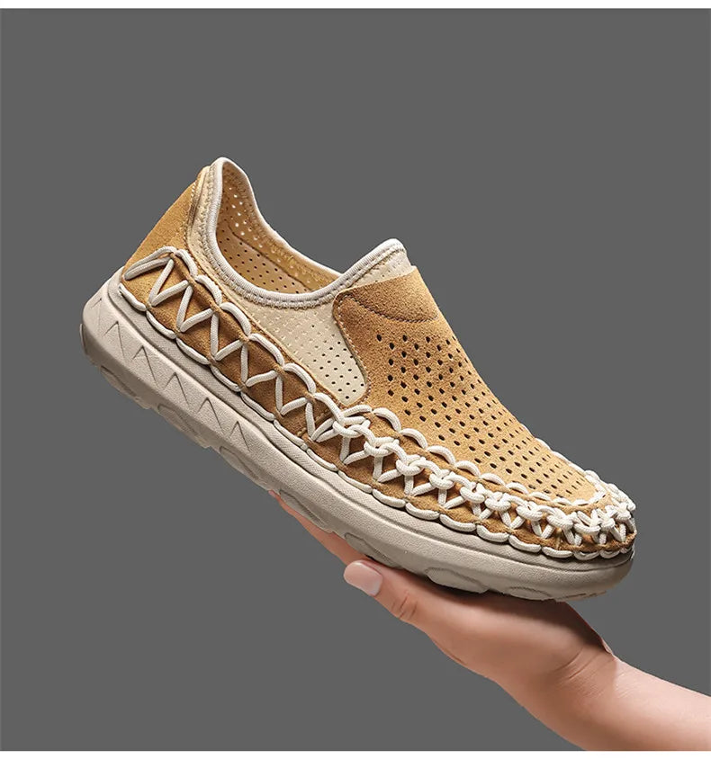 Summer Hand-woven Men's Shoes Fashion Men Casual Shoes Brand Designer Men Sneakers High Quality Outdoor Flats Driving Shoes