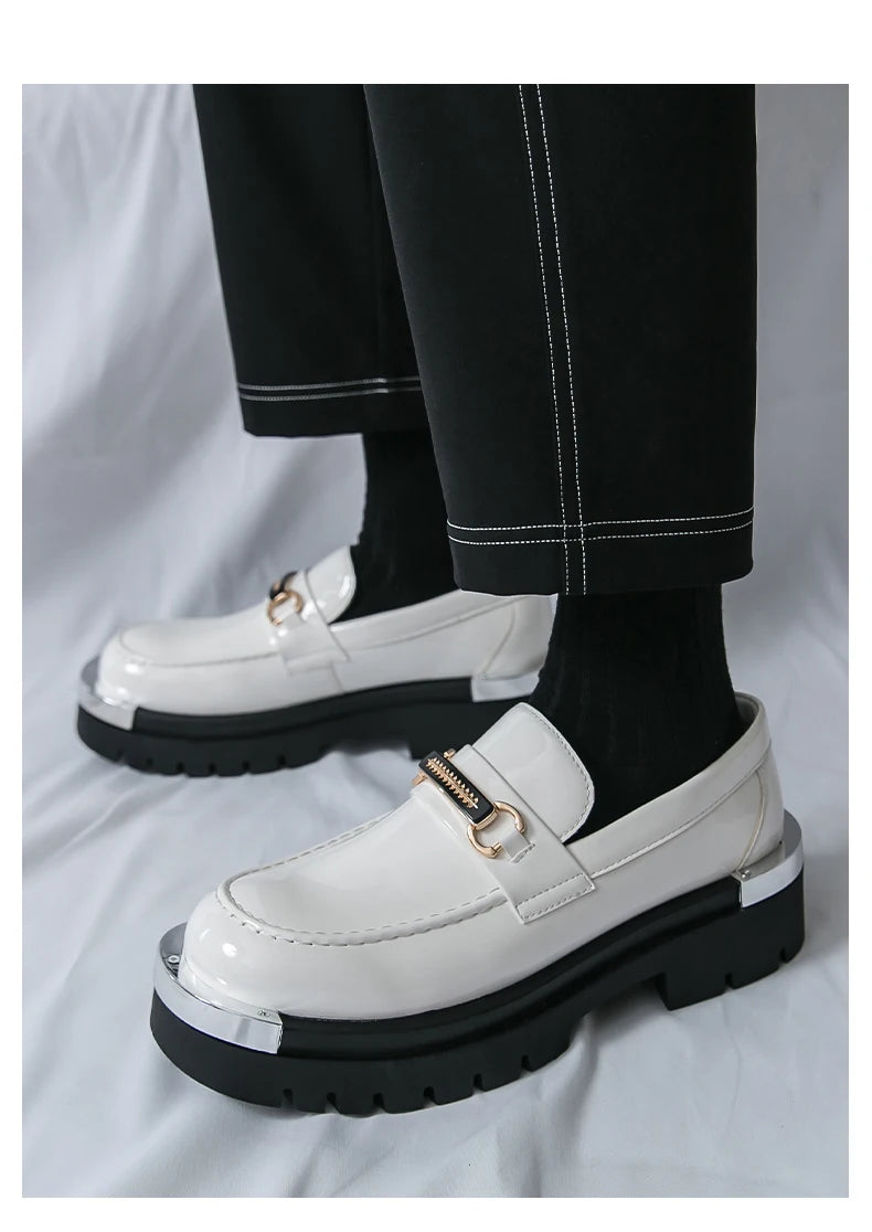 Men's thick soled shoes Luxury fashion designer styles Work Trend Nightclub casual party shoes Height increasing leather shoes