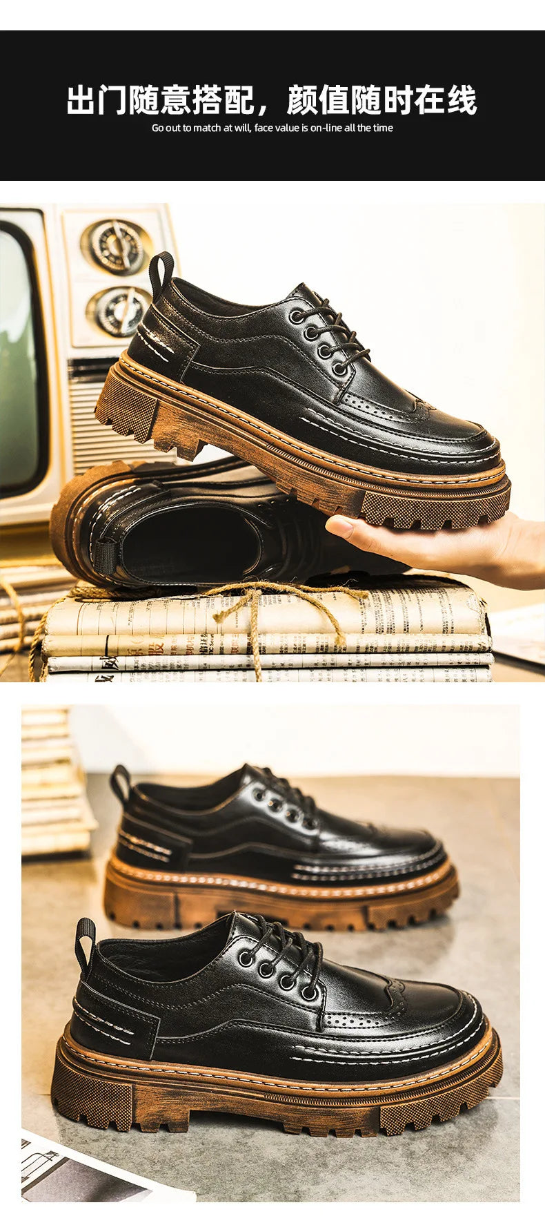 Shoes for Men Fashion High Quality Leather Men Shoes Business Light Luxury High-end Retro Tooling Men's Shoes Zapatillas Hombre