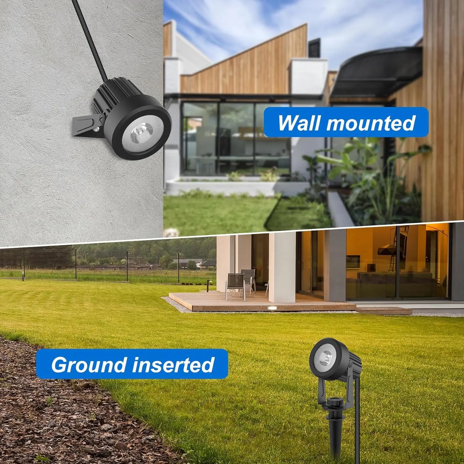 Solar Power Spot Lights Outdoor Safety Landscape Lawn Lamp IP65 Waterproof for Garden Yard Pathway Garage Driveway Porch Walkway