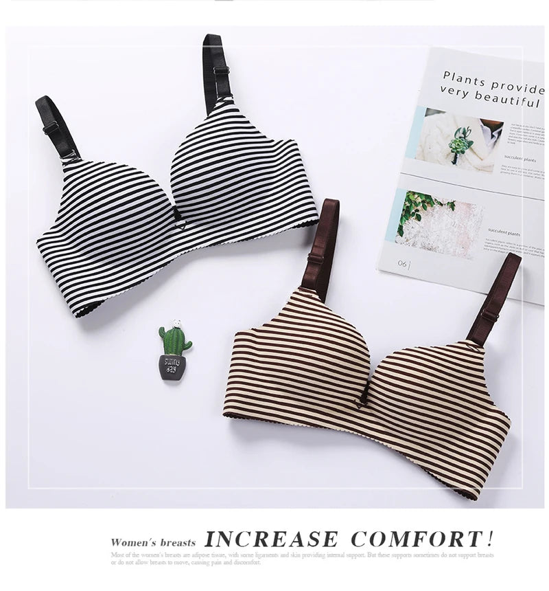Seamless Bra Set For Women Underwear Push Up Lingerie Set Wire Free Bra & Panties Set 3/4 Cup Adjustable Brassiere & Briefs Set