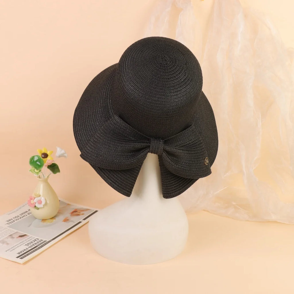 Summer Hats For Women Sun Hat Beach Cap Ladies Bowknot Panama Cap Lady Casual Bucket Hat For Women Straw Hat