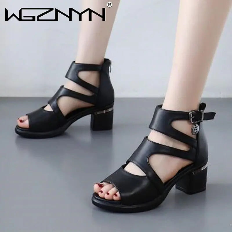 2025 NEW Comfortable Fashion Shoes Women Sandals High Heels Summer Sweet Fashion Wedding Shoes White and Black Handmade Sandals