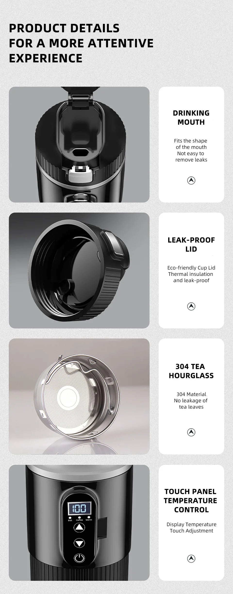Car Thermos Cup 500ml Large Capacity 12V/24V Car Truck Universal Heating Cup Stainless Steel Car Electric Heating Cup