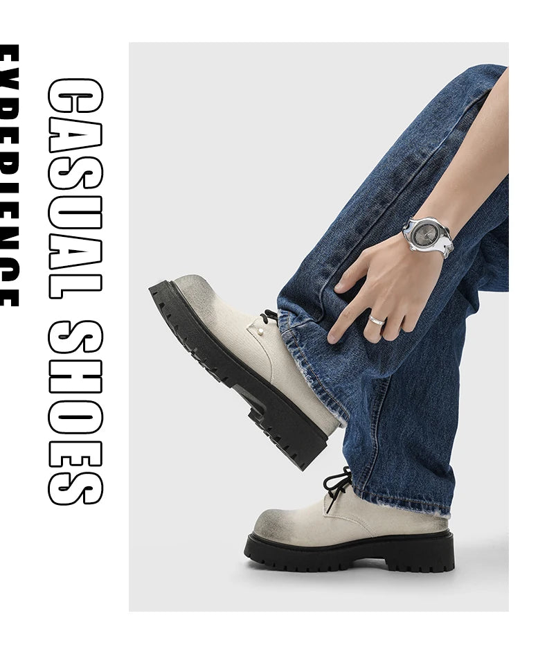 Men's shoes four seasons versatile casual non-slip wear-resistant comfort outdoor shoes youth fashion thick sole workwear shoes