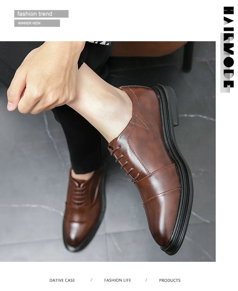 Man Casual Business Shoes Men Patchwork Leather Oxfords Fashion Dress Flats Leisure Office Men's Formal Wedding Shoes